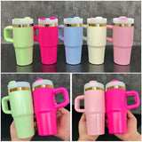 25 Pack China Warehouse 14oz Kids Baby Gold Plated Cute Macaron Color Tumblers with Handle for Laser Engraving