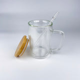 25 Pack China Warehouse 15oz double walled snow globe sublimation glass mugs with bamboo lids for glitter