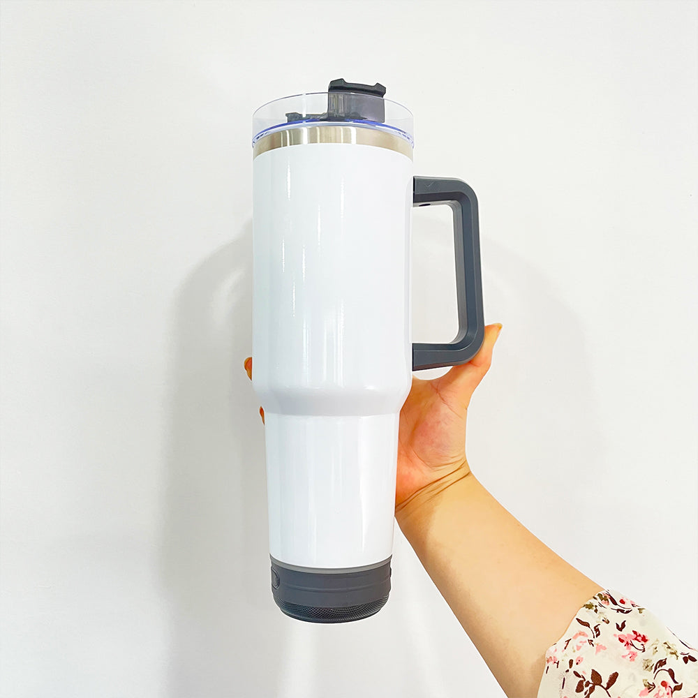 G-127 USA Pre-sale 40oz White Blank Sublimation Speaker Music Tumbelrs Bluetooth Cups-USCC
