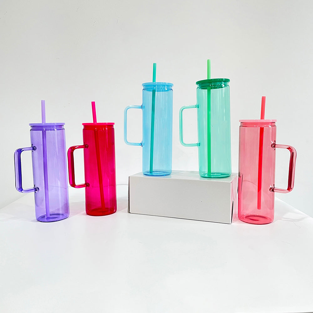 25 Pack USA Warehouse 20oz jelly glass mugs with handle for sublimation and uv dtf wraps
