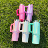 25 Pack China Warehouse 40oz shimmer sublimation Stanley shaped blank Sublimation travel tumblers-CNDM