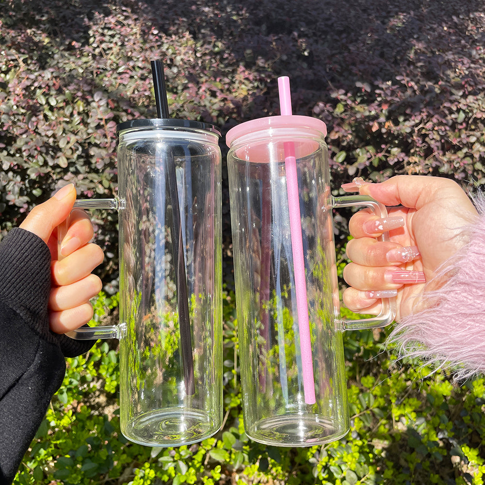 25 Pack USA Warehouse 20oz jelly glass mugs with handle for sublimation and uv dtf wraps