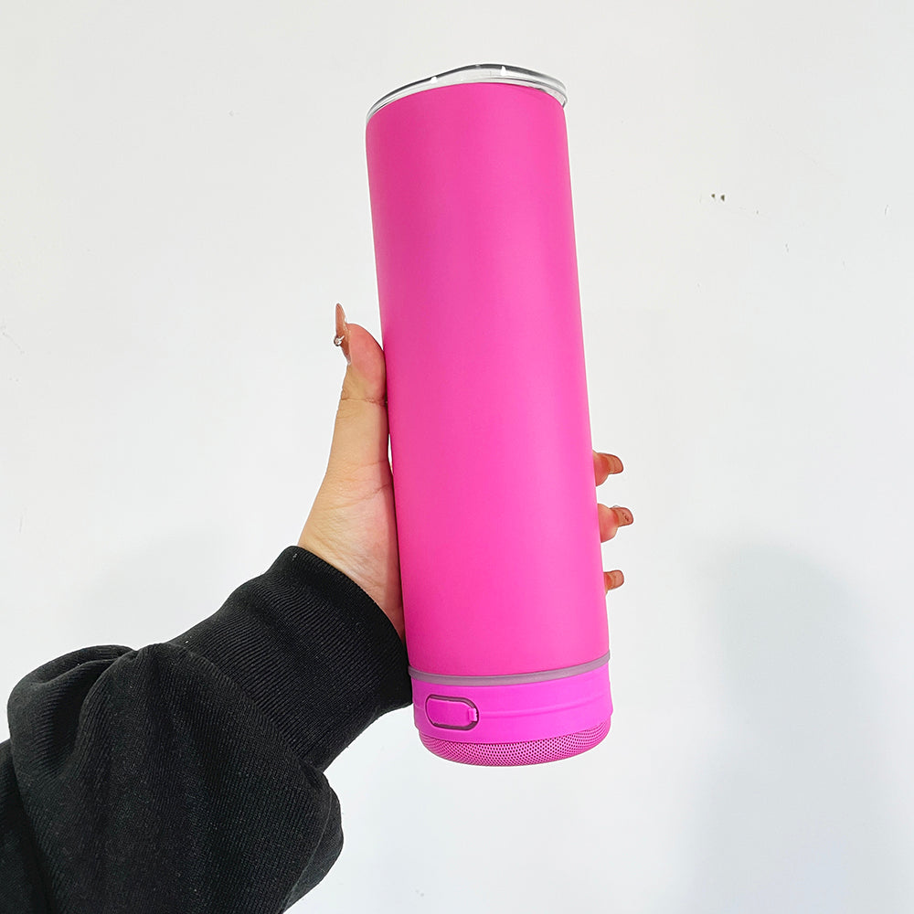 matt colored macaron blank sublimation Smart Music Player 20oz skinny straight speaker music tumbler--USCC