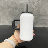 25 Pack USA warehouse white blank sublimation stainless steel 16oz soda beer can tumbler mugs with colored handle straw and lids