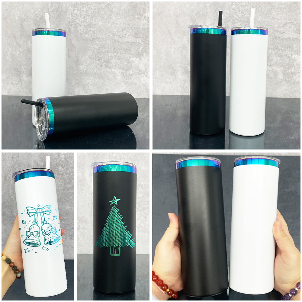 25 Pack China Warehouse 20oz Gold Underneath Christmas Color Skinny Straight Tumbler for Laser Engraving