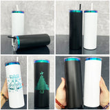 25 Pack China Warehouse 20oz Gold Underneath Christmas Color Skinny Straight Tumbler for Laser Engraving