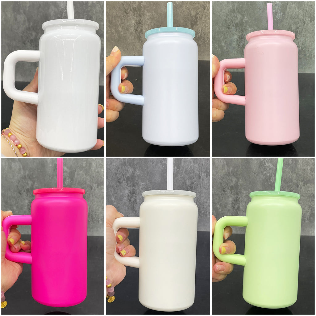 25 Pack China warehouse blank sublimation kids 16oz stainless steel can with handle