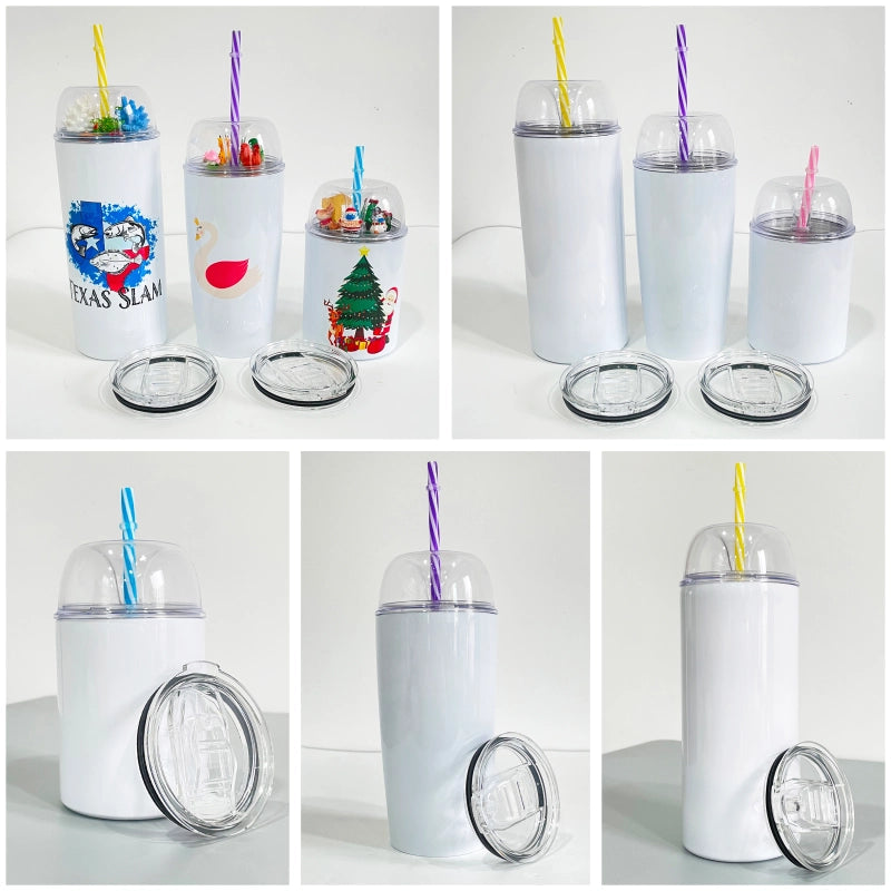 25 Pack China Warehouse 10oz/20oz/22oz Blank Sublimation tumbler with Designable Demo Lids and Slide lids