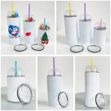 25 Pack China Warehouse 10oz/20oz/22oz Blank Sublimation tumbler with Designable Demo Lids and Slide lids