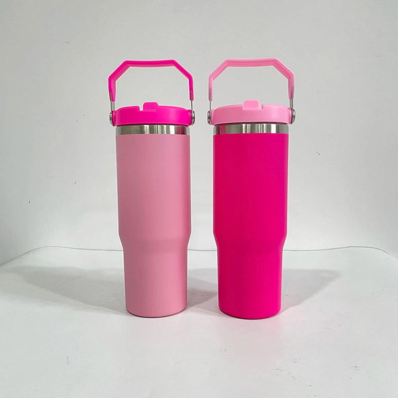 20 Pack China Warehouse Flamingo Stanley Style 30oz Powder Coated Quencher Tumblers