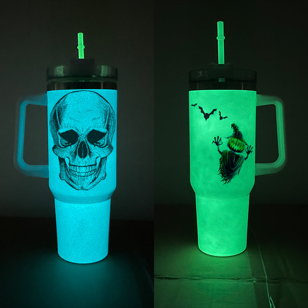 H2.0 40oz glow in dark tumblers with glow in dark straws change blue and green color for sublimation-USCC