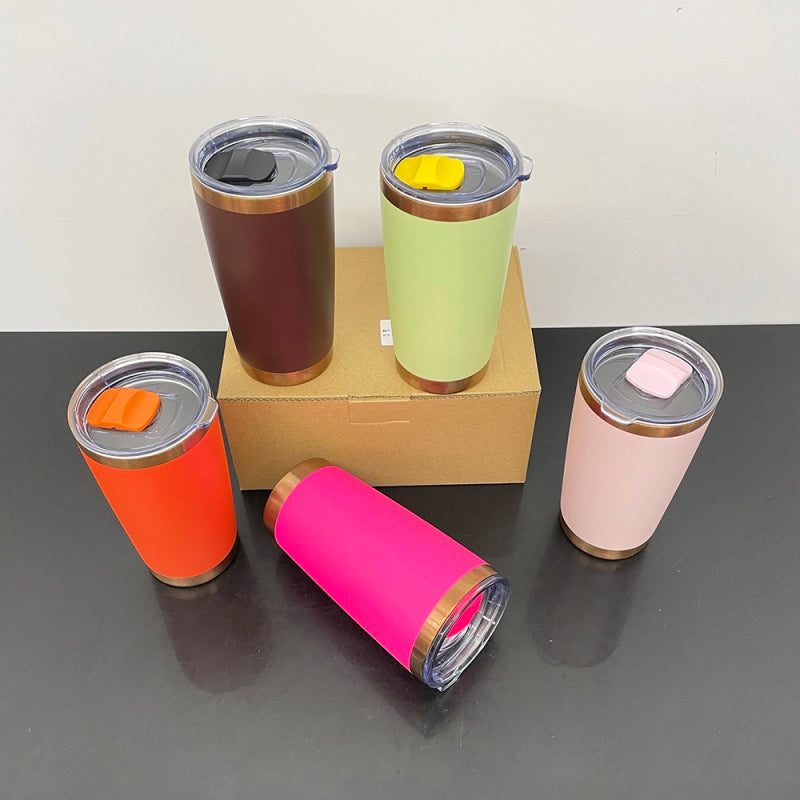 25 Pack China Warehouse Bright Colors 20oz Copper Powder Coat Coffee Yeti Stainless Steel Tumbler with Magnetic Lid for Laser Engraving