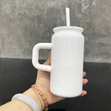 25 Pack USA warehouse white blank sublimation stainless steel 16oz soda beer can tumbler mugs with colored handle straw and lids