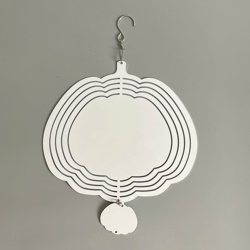 China warehouse 8 Inches And 10 Inches White Blank Sublimation Aluminium Metal Art Hanging Pumpkin Wind Spinner