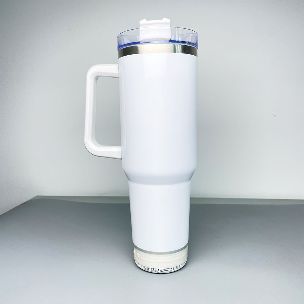 G-127 USA Pre-sale 40oz White Blank Sublimation Speaker Music Tumbelrs Bluetooth Cups-USCC