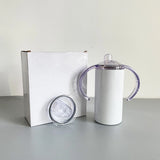 25 Pack China Warehouse 12oz Sublimation Blanks Double Lids All Straight Children Sippy Tumbler With Handle