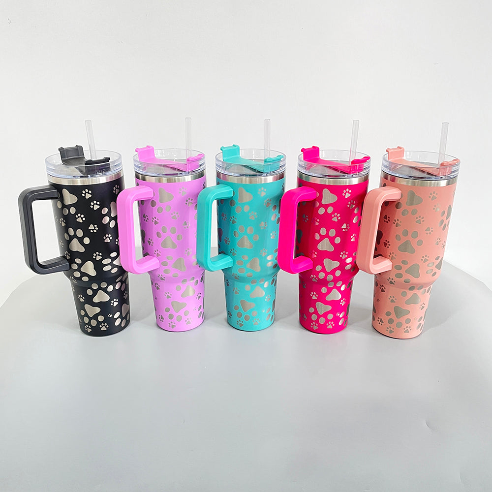 25 Pack China Warehouse China ship 40oz cat paw print stainless steel tumblers