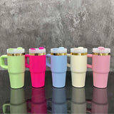 25 Pack China Warehouse 14oz Kids Baby Gold Plated Cute Macaron Color Tumblers with Handle for Laser Engraving
