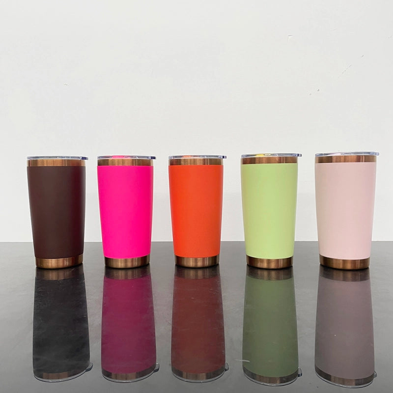 25 Pack China Warehouse Bright Colors 20oz Copper Powder Coat Coffee Yeti Stainless Steel Tumbler with Magnetic Lid for Laser Engraving