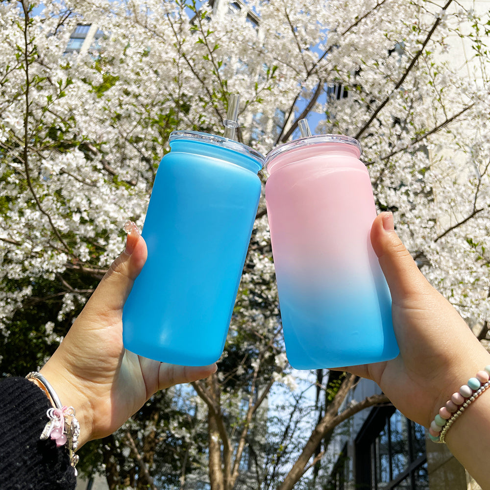Kids 16oz matte colored plastic can same shape as glass can 25packs-USCC