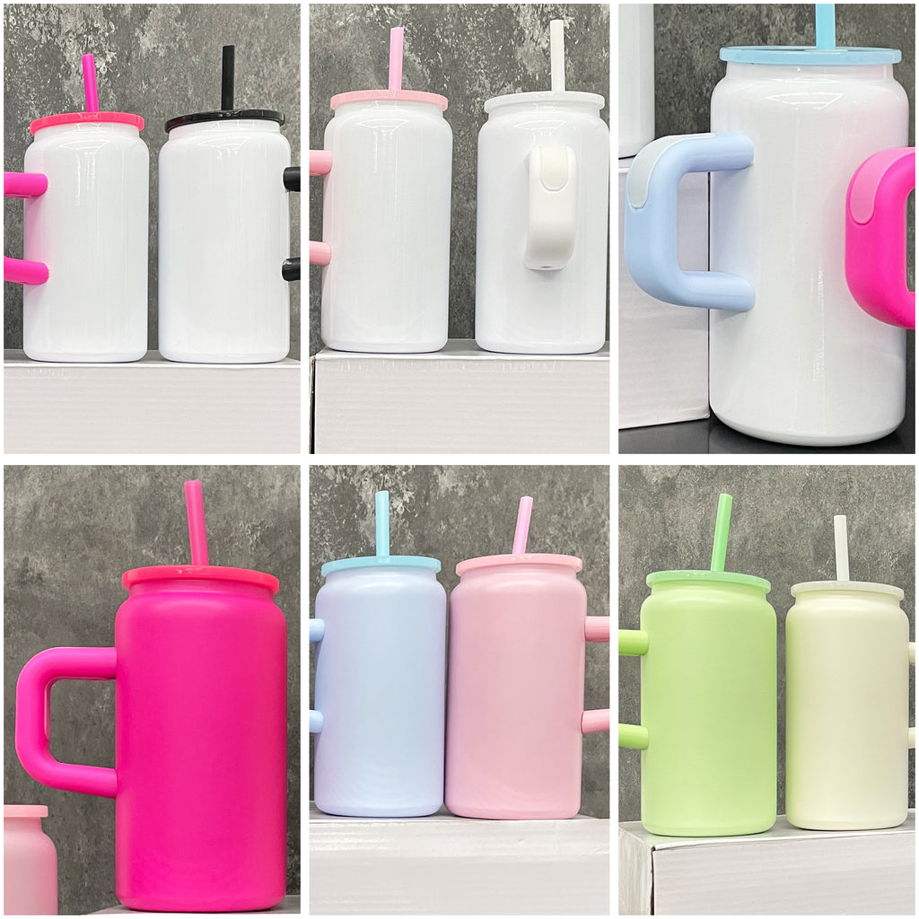 25 Pack China warehouse blank sublimation kids 16oz stainless steel can with handle