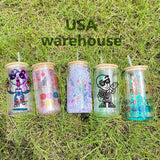 25 Pack China Warehouse 12oz 15oz 20oz Sublimation Blanks Pre Drilled Snow Globe Double Wall Glass Can With Bamboo Lid And Plastic Straw