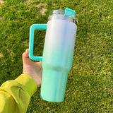 25 Pack China Warehouse HI.0 40oz Blank Sublimation Glittery Rough Powder Glitter Tumbler With Handle And Straw