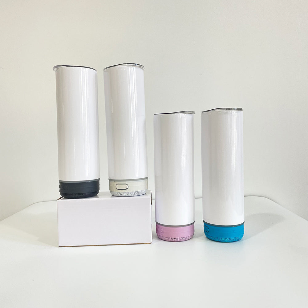 Sublimation Matt Macaron Color 20oz Straight Skinny Music Player Blustooth Speaker Tumblers-USCC