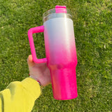 25 Pack China Warehouse HI.0 40oz Blank Sublimation Glittery Rough Powder Glitter Tumbler With Handle And Straw