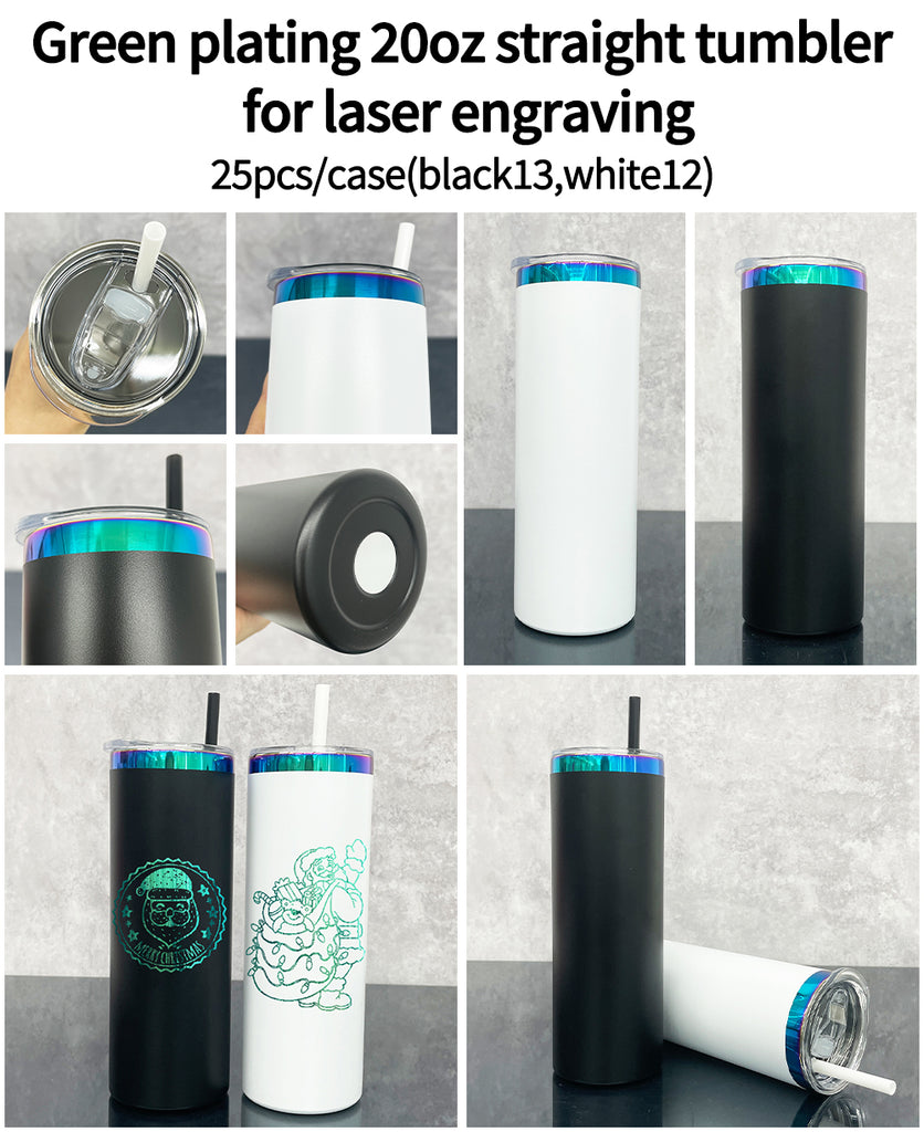 25 Pack China Warehouse 20oz Gold Underneath Christmas Color Skinny Straight Tumbler for Laser Engraving