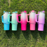 25 Pack China Warehouse HI.0 40oz Blank Sublimation Glittery Rough Powder Glitter Tumbler With Handle And Straw