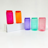 25 Pack 50 Pack USA Warehouse 16oz jelly sublimation glass cans in sweet candy colors for uv dtf wraps