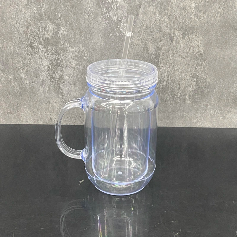 25 Pack China Warehouse Snow Globe 20oz Plastic Mason Jars with Handles