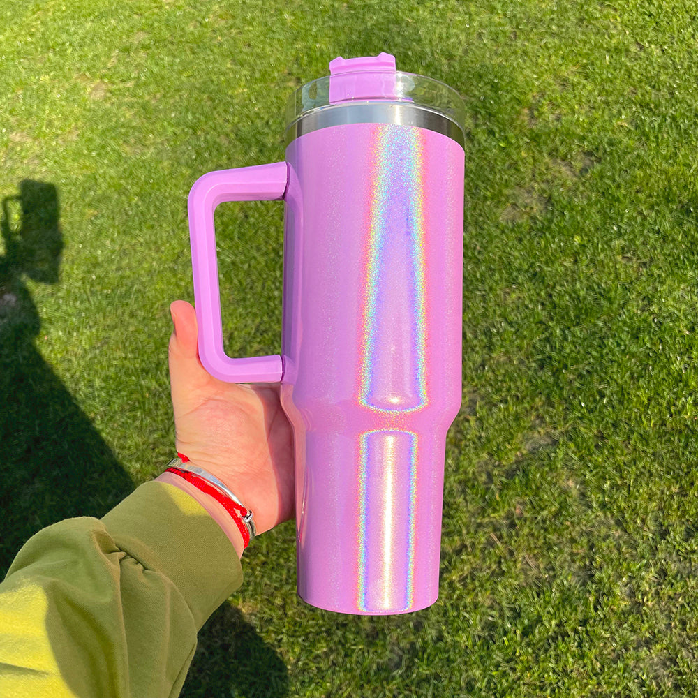 25 Pack China Warehouse 40oz shimmer sublimation Stanley shaped blank Sublimation travel tumblers-CNDM