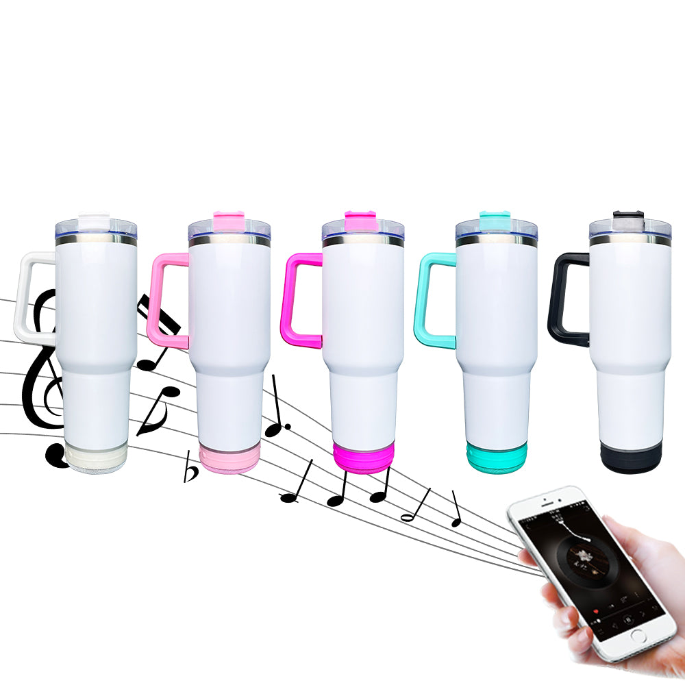 G-127 USA Pre-sale 40oz White Blank Sublimation Speaker Music Tumbelrs Bluetooth Cups-USCC