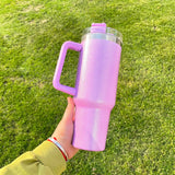 25 Pack China Warehouse HI.0 40oz Blank Sublimation Glittery Rough Powder Glitter Tumbler With Handle And Straw