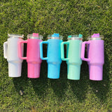 25 Pack China Warehouse HI.0 40oz Blank Sublimation Glittery Rough Powder Glitter Tumbler With Handle And Straw