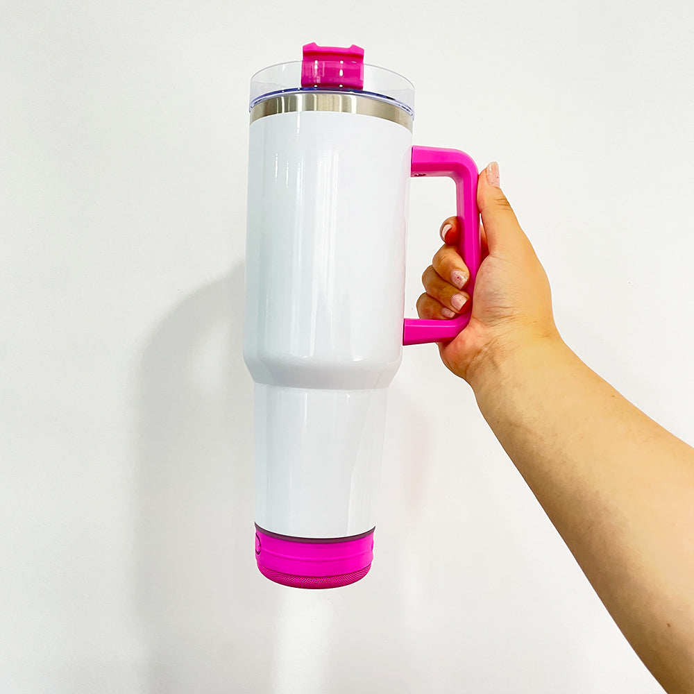 G-127 USA Pre-sale 40oz White Blank Sublimation Speaker Music Tumbelrs Bluetooth Cups-USCC