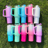 25 Pack China Warehouse HI.0 40oz Blank Sublimation Glittery Rough Powder Glitter Tumbler With Handle And Straw