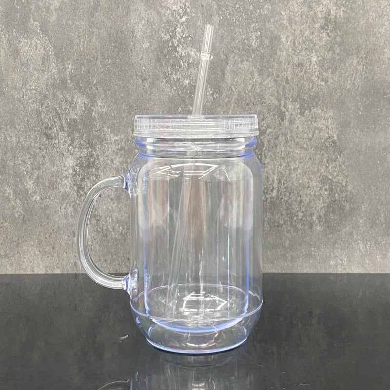 25 Pack China Warehouse Snow Globe 20oz Plastic Mason Jars with Handles