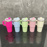 25 Pack China Warehouse 14oz Kids Baby Gold Plated Cute Macaron Color Tumblers with Handle for Laser Engraving