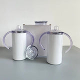 25 Pack China Warehouse 12oz Sublimation Blanks Double Lids All Straight Children Sippy Tumbler With Handle