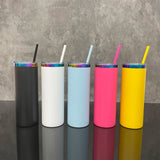 25 Pack USA Warehouse 20oz Rainbow Plated Straight Tumbler With Colored PP Straw-USDM