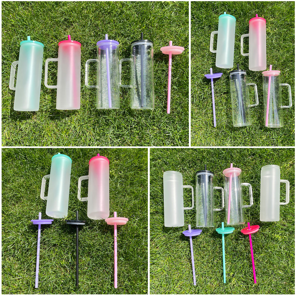 25 Pack USA Warehouse 20oz jelly glass mugs with handle for sublimation and uv dtf wraps