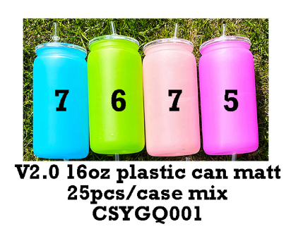 Kids 16oz matte colored plastic can same shape as glass can 25packs-USCC