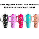25 Pack China Warehouse China ship 40oz cat paw print stainless steel tumblers