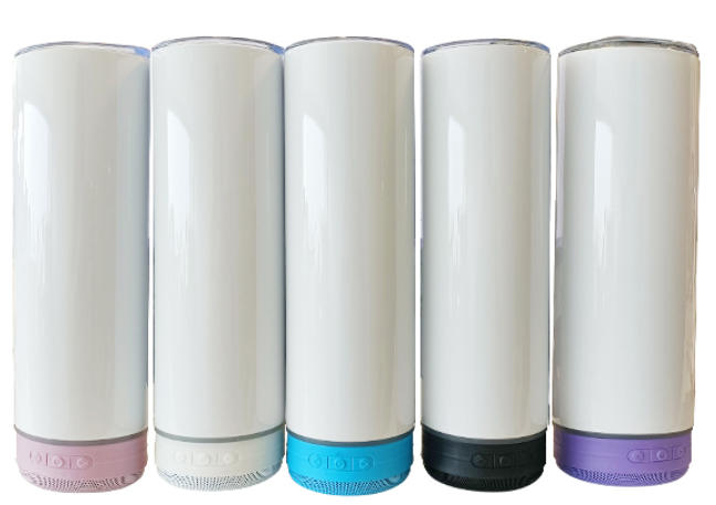 Sublimation Matt Macaron Color 20oz Straight Skinny Music Player Blustooth Speaker Tumblers-USCC
