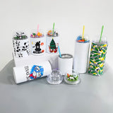 25 Pack China Warehouse 10oz/20oz/22oz Blank Sublimation tumbler with Designable Demo Lids and Slide lids
