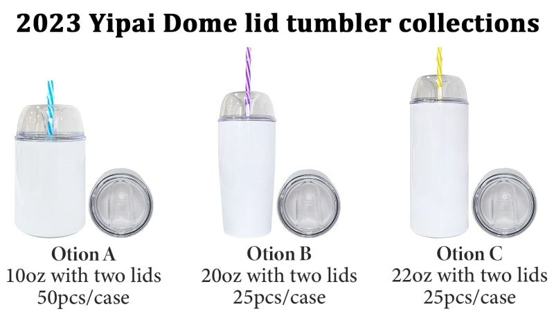 25 Pack China Warehouse 10oz/20oz/22oz Blank Sublimation tumbler with Designable Demo Lids and Slide lids