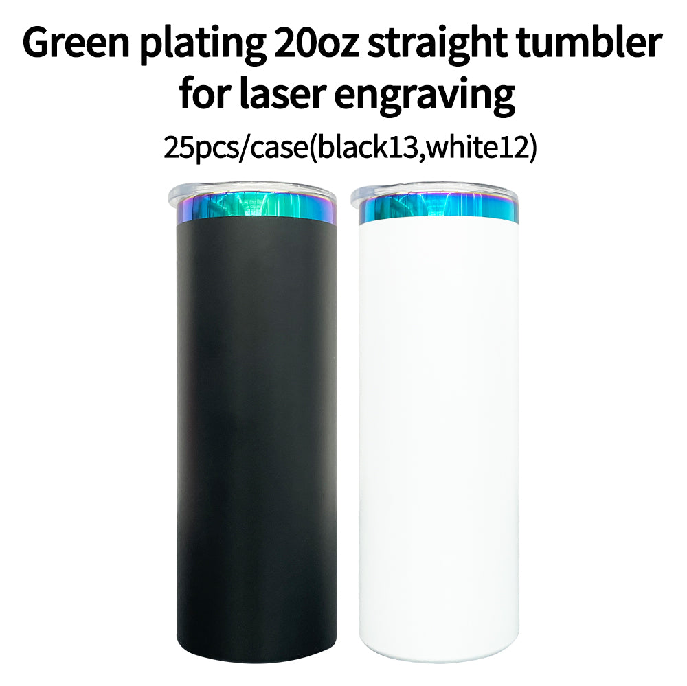 25 Pack China Warehouse 20oz Gold Underneath Christmas Color Skinny Straight Tumbler for Laser Engraving